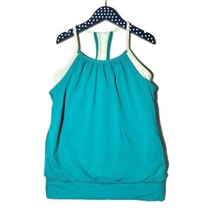 Ivivva‎ Double Dutch Layered Tank 14 Teal Blue Lime Green